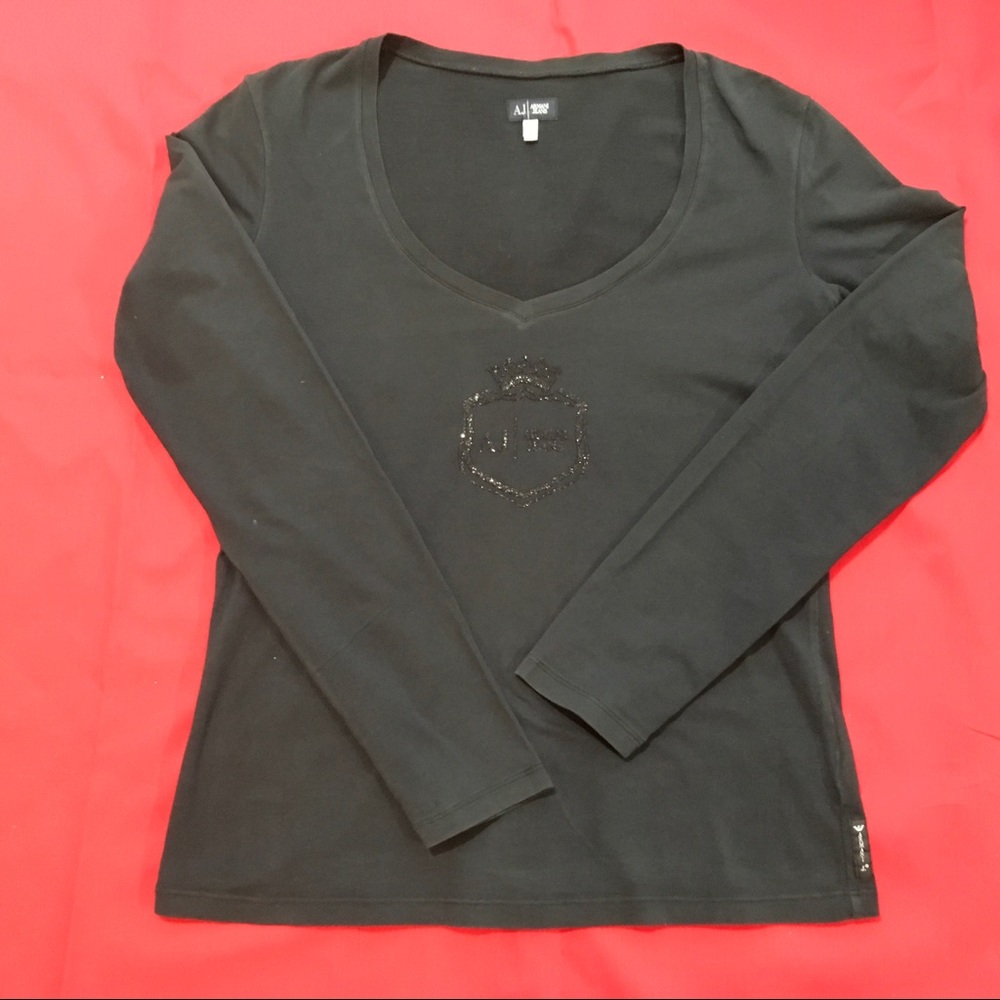 Armani J Black long sleeved t shirt. Size12